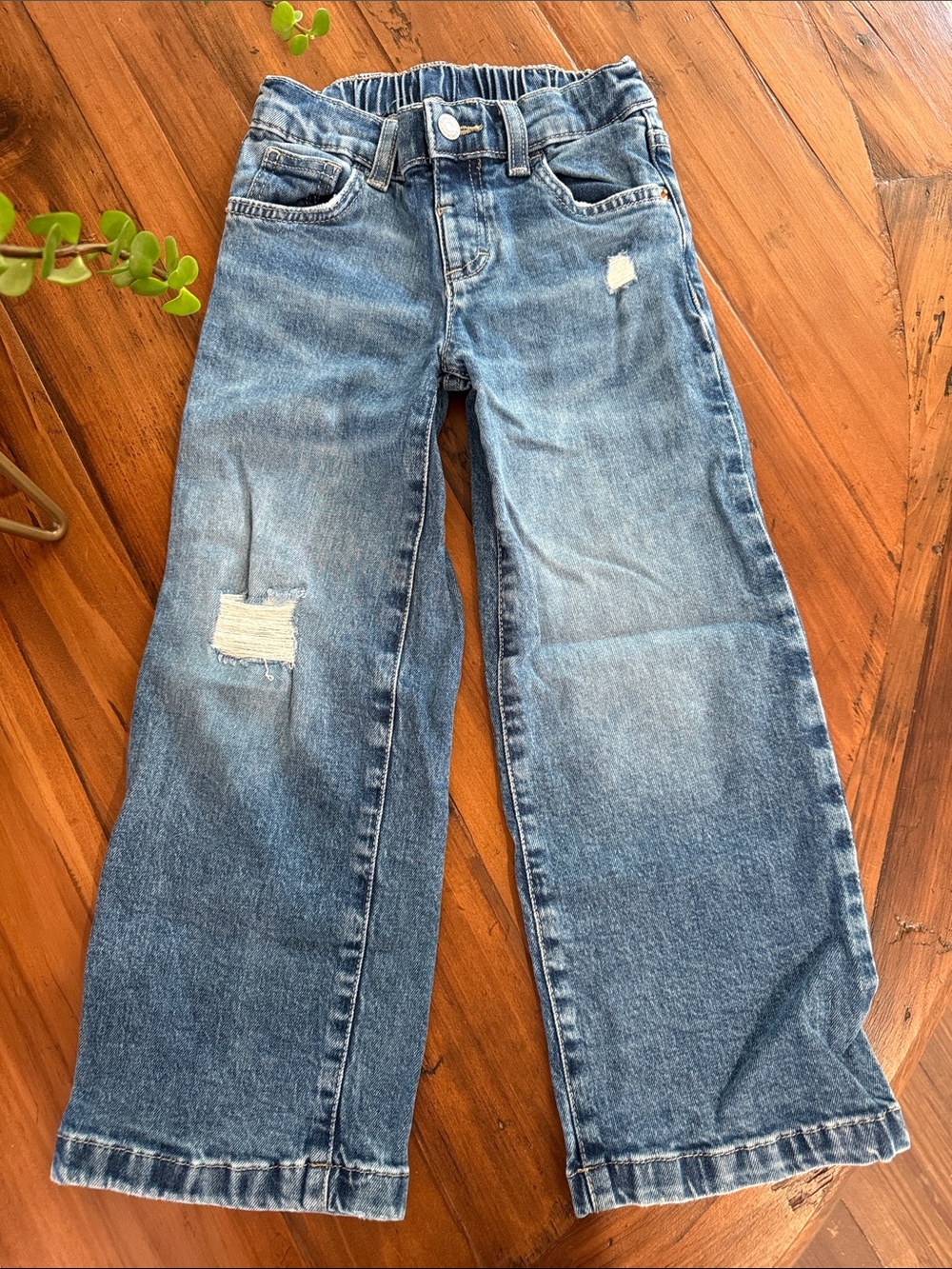 Cat & Jack Light Blue Distressed Wide-Leg Jeans